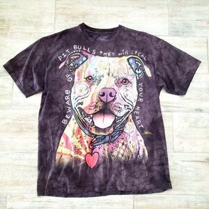 The Mountain Pittbull Dog Shirt‎ Men's Tie Dye Watercolor Pet Lover XL